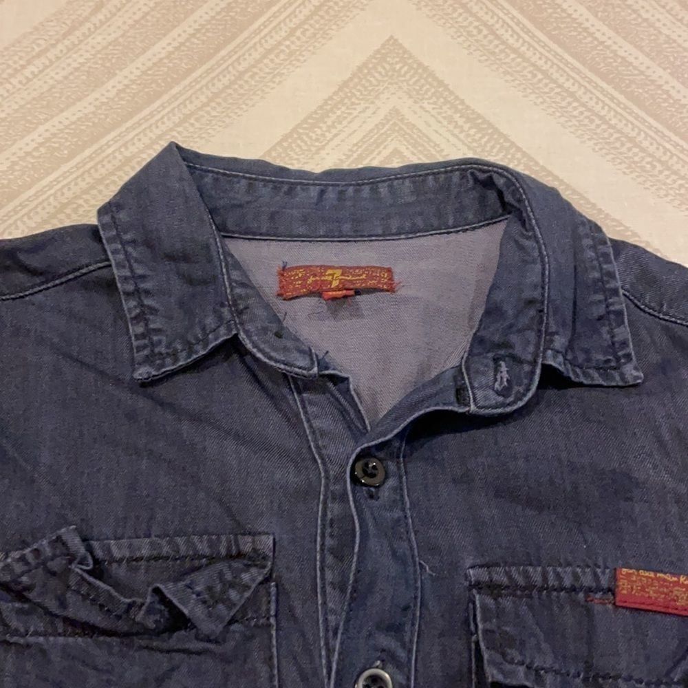 74AMK Boys Dk Blue Denim Short-sleeve Button Down - Picture 5 of 6